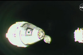 La navetta Starliner subito dopo il distacco dal modulo Harmony della Stazione Spaziale Internazionale (fonte: NASA TV)