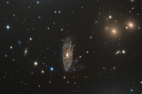 La galassia a spirale NGC 3312: la sua forma, simile a quella di una medusa, tradisce la sottrazione di gas (fonte: ESO/INAF/M. Spavone, E. Iodice)