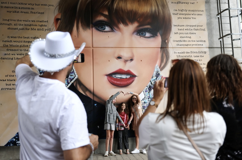 Taylor Swift fans gather at Wembley Stadium in London