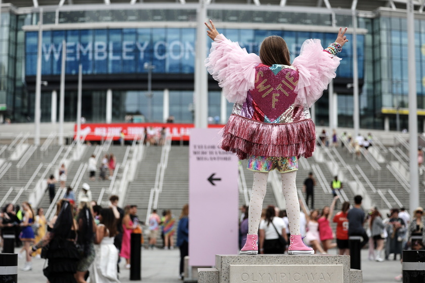 Taylor Swift fans gather at Wembley Stadium in London