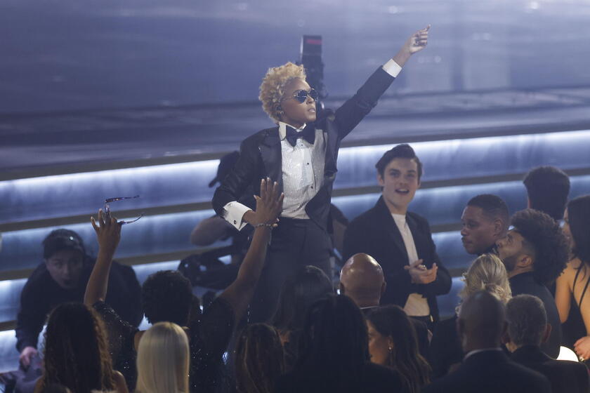 American singer Janelle Monae performs during the 67th annual Grammy Awards