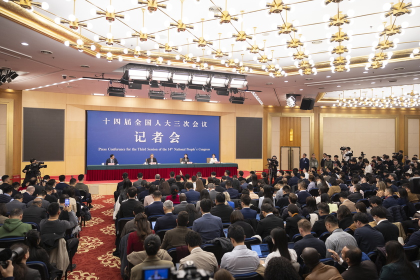 Chinese Foreign Minister Wang Yi holds press conference at Third Session of 14th National People's Congress