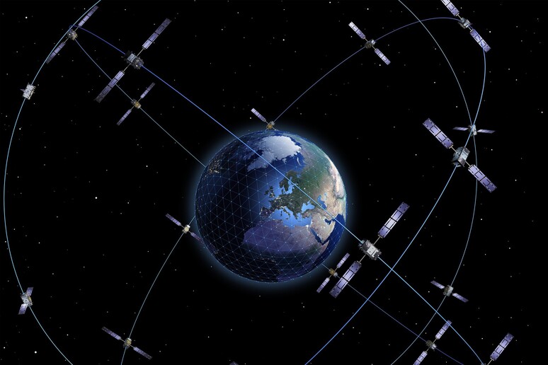 Rappresentazione artistica della costellazione europea Galileo per la navigazione satellitare (fonte: ESA) - RIPRODUZIONE RISERVATA